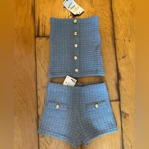 Zara Blue Textured Two-Piece Set